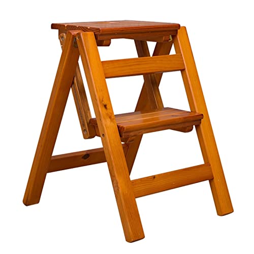 Escabeau pliant en bois peu encombrant à double marche stable