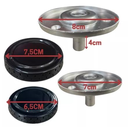 Conjunto para Fogão Atlas Mônaco, Espalhador com Queimador 4 Bocas, Tampinha, Tampa da Chama e Sorve