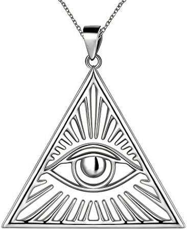 Besilver Astrological Symbol Necklace for Women Mens Pendant Sterling Silver/Gunmetal/18K Gold Plated/Eye of Evidence/Black Moon Cross/Pentagram/Peace Sign Necklace Wiccan Jewelry for Boys and Girls