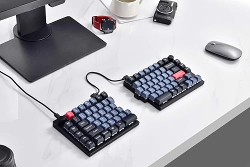 Image of Keychron Q11 QMK /VIA TKL Split Keyboard Ergonomic, 91 Keys 75% Layout Wired Mechanical Gaming Keyboard Mac & Windows with Full Alu Frame, PBT Keycaps & Knobs, Hot-Swappable Keycrhon Super Red Switch