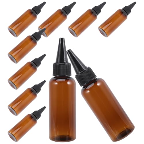 TOYANDONA Botellas Aplicadoras Exprimibles de Plástico PET para Tinte de Cabello Paquete de 10 Unidades de 50 Ml Color Marrón Botellas Vacías Rellenables para y Lociones Cosméticas Uso
