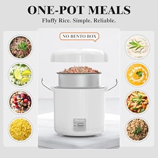Rice Cooker Small 1-1.5 Cups Uncooked(3 Cups Cooked), Mini Rice Cooker with Removable Nonstick Pot, One Touch&Keep Warm Function, Travel Rice Cooker for Soup Grain Oatmeal Veggie, White