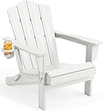 KINGYES Folding Adirondack Chair, HDPE All-Weather Patio Chairs, Wooden Textured...