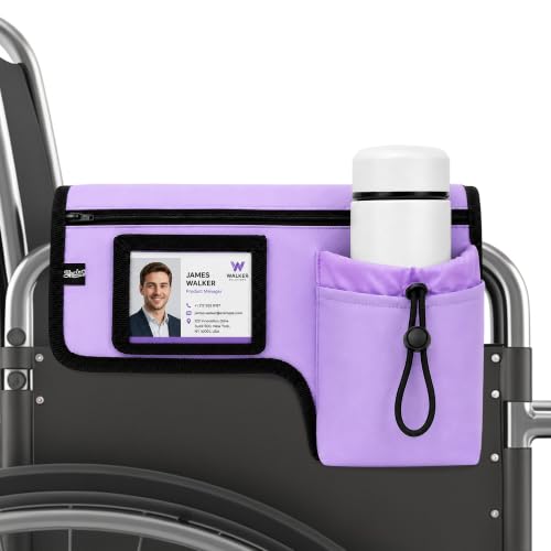 SPRING SEAON Wheelchair Side Bag with Cup Holder and Pockets Waterproof