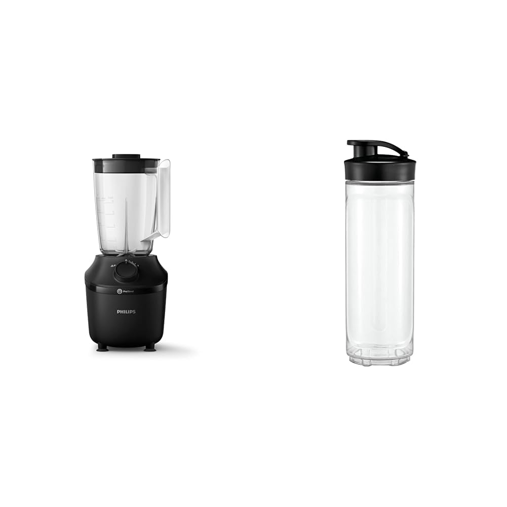 Philips Standmixer und Smoothie Maker – 450W, 1.9-Liter-Behälter, Rezepte-App & WMF Kult X Mix & Go/Küchenminis Trinkflasche 600 ml, Smoothie Flasche