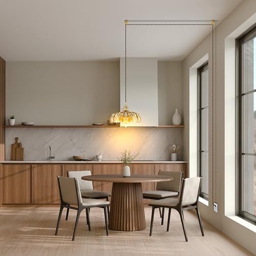 Laphivieh Plug-in Pendant Light Fixture, Hanging Light Fixture, Glass Pendant Light, Swag Lamp with Inline On/Off Switch for Kitchen Island, Bedroom, Dining Room, Living Room (Amber, 15 Ft Cord) by Laphivieh - Used condition - Image 6
