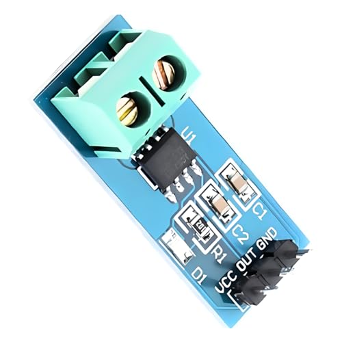 Image of Robocraze 5A Current Sensor Module ACS712 Hall Effect Current Measurement Board | 5V Analog Output 185mV /A Precision Current Detection Sensor for Arduino ESP32 Power Monitoring Electronics Projects