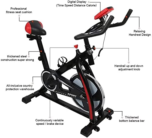 Image of Stationary Exercise Bike Indoor Cycling Bike for Cardio Workout with Comfortable Seat Cushion for Home Training Bike