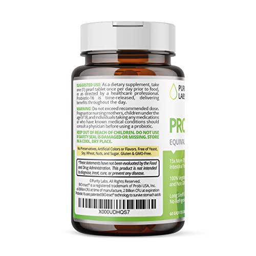 Purity Labs Probiotic 16 - Probiotics & Prebiotics With 90 Billion Cfu For Women & Men - Vegan Supplements For Digestive Support - 60 Tablets #TOP1