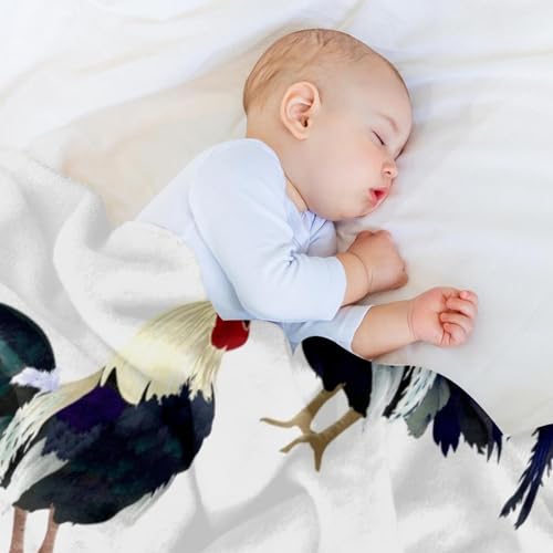 Couverture douce Crowing Rooster en microfibre polaire 150x130 cm pour lit et canapé - 7