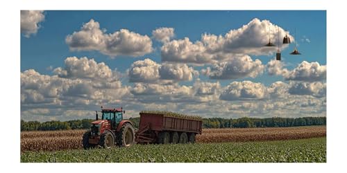 Broderie diamant XXL 60x180cm de tracteur dans un champ de blé kit complet M-Y895