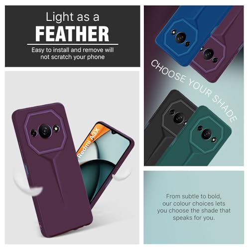 Image of WOW IMAGINE Slim Back Cover for Mi Redmi A3 | Redmi A3X | Poco C61 | Blade Series Ultra Thin Case with Lightweight Design | Camera Protection | Soft Matte Silicone Flexible Mobile Case - Purple