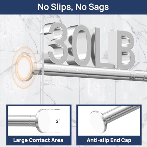 image for ENJOYBASICS Shower Curtain Rod 30 to 88 Inches, 1 Inch Stainless Steel