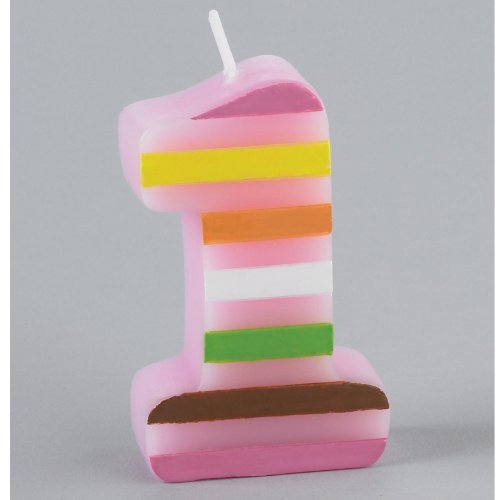 Molded Number Candle, Sweet at One Girls 1st Birthday