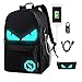 Anime Luminous Backpack Noctilucent School Bags Daypack USB chargeing port Laptop Bag Handbag For Boys Girls Men Women (Black Evil Eye)