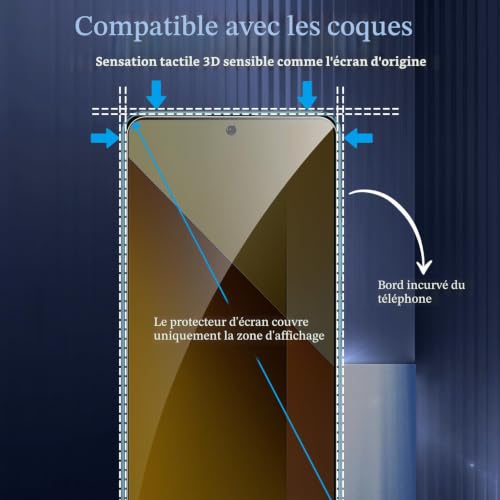 AKLPP 2 Pièces Verre Trempé Anti-Espion pour Xiaomi Redmi Note 13/13 Pro, 9H Film Protection Écran, Film Protecteur Vitre [Confidentialité Protection] [9H Dureté] [Sans Bulles] [Anti-Rayures] – vue 5