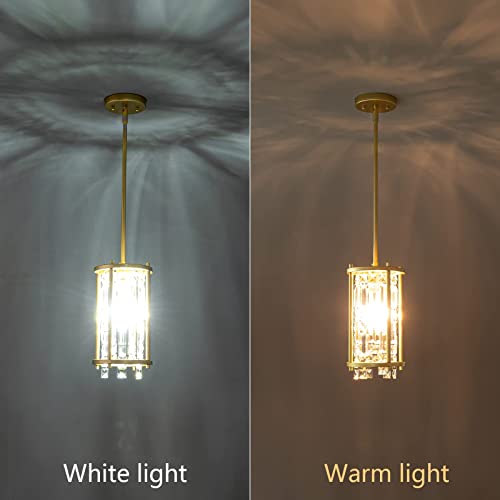 Image of LMQNINE Modern Gold Pendant Lights Kitchen Island, Crystal Chandelier Lights Fixture, Elegant Adjustable Pendant Lighting for Dining Room Bedroom (Round 1-Light)