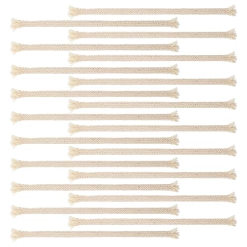 Lot de 20 mèches pour lampes à huile - Mèches rondes - Pour lampe à pétrole, lampe à pétrole - Mèche de rechange en coton épais tressé - Pour...