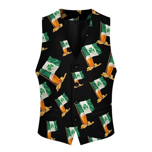 Happy St Patricks Day Beer Coins Novelty Men's Suit Vest Funny Formal Dress Vests Business Waistcoat3