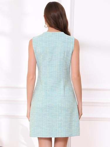 Allegra K Tweed Dress for Women Elegant Plaid Sleeveless Business Casual Above The Knee Dresses3