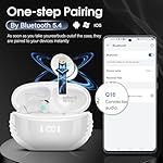 Wireless Earbuds Bluetooth 5.4 in Ear Light-Weight Headphones Built-in MIC, 48H Playback HiFi Stereo Bass Earphones, IPX7 Waterproof Ear Buds with Wireless Charging Case, Touch Control, White - Image 2