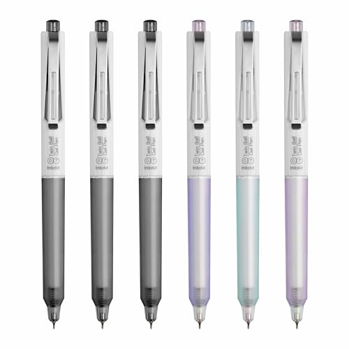 Image of Anupam Sylent Roller Gel Pen 0.7 mm, Waterproof Smooth Quick-Dry Dark Ink, Comfortable Grip Exam & Office Pen, Refillable (3 Multicolour Body BlueInk, 3 Black Body BlackInk)