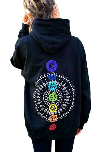 Gravity Shift Yoga Pullover in schwarz mit Mandala und Chakren, sowie...
