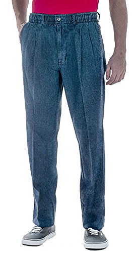Creekwood Full Elastic Waist Twill Pants for Big and Tall Mens - 100% Pure Cotton