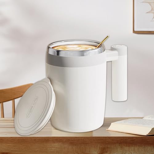 380Ml Self Stirring Coffee Mug, Magnetic Stirring Coffee Cup, Stainless Steel Rechargeable Auto Self Mixing Cup with Lid for Coffee Tea Hot Chocolate Milk Cocoa-Gray