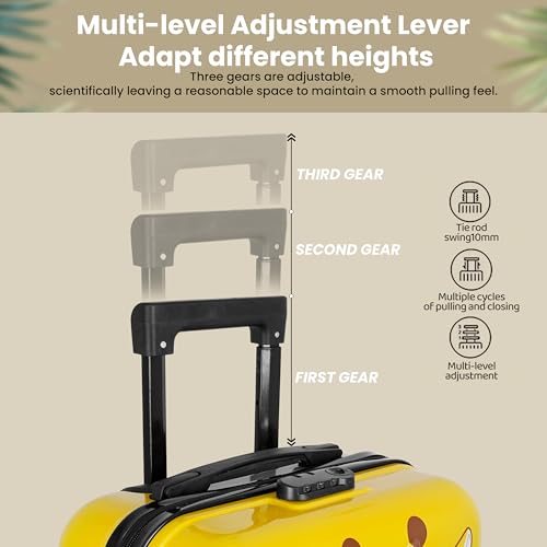 Image of Storite 18 Inches Kids Trolley Bag Hard-Sided Polycarbonate Girraffe Print Print Spinner Suitcase Cabin Luggage for Kids(Yellow - 35 x 23 x 38 Cm)