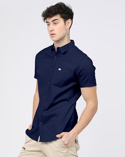 Image of BRUCEWANE Men's 100% Cotton Half Sleeve Shirt