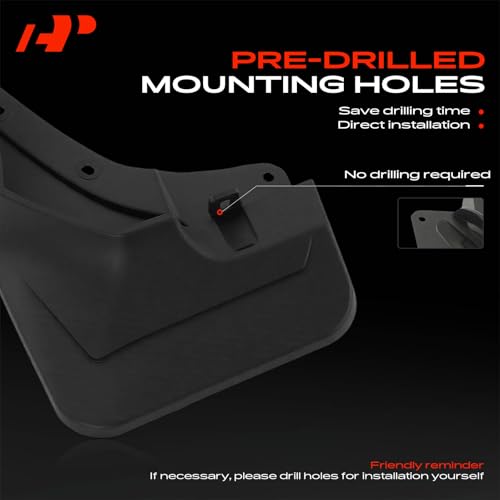 Image of A-Premium Mud Flaps, No Drilling Required Splash Guards with Accessories | Compatible with Mercedes-Benz GLE300d, GLE400, GLE500, GLE63 AMG, W166 2016-2018 Sport Utility, Set of 4 Front and Rear