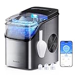 GoveeLife Smart Countertop Ice Maker, Portable Ice Machine with Voice Control, 9 Ice Cubes in 6 Minutes 3 Sizes, 26lbs/24Hrs, Self Cleaning RGB Lights, Quiet Ice Maker with Scoop for Kitchen Silver