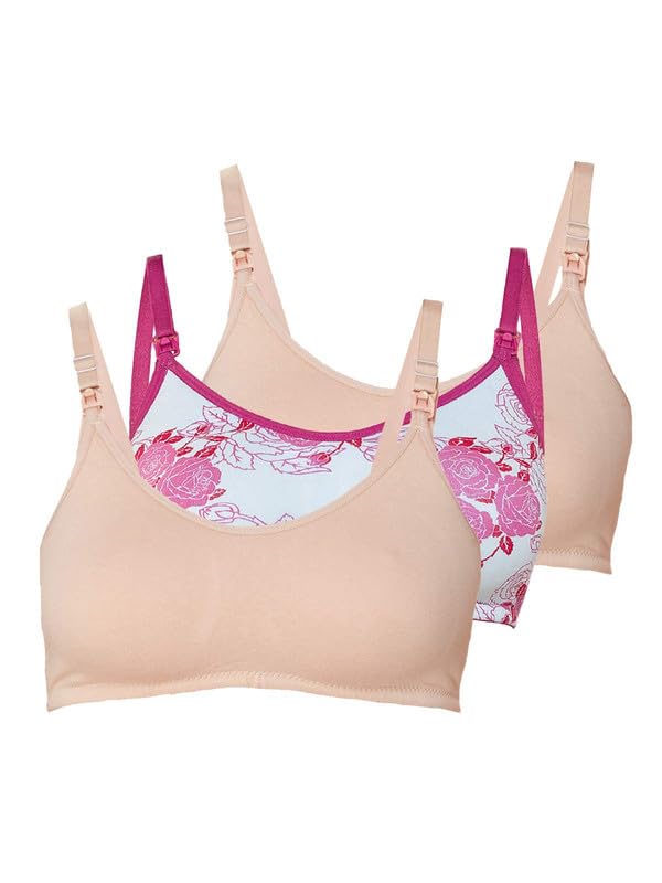 Image of Inner Sense Organic Cotton Bamboo Nursing Bra for Women I Non Padded Feeding Bra with Keyhole Back Design I Wire Free Maternity Innerwear with Full Coverage