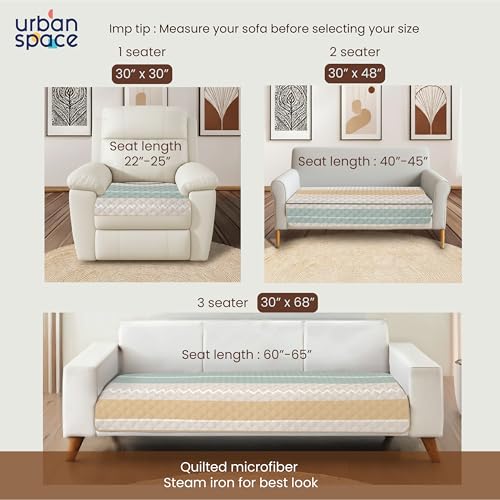 Image of Urban Space 3 Seater Quilted Sofa Cover mat, Non-Slip Sofa Protector, Easy Care & Machine Washable Cover, Sofa Seat Runner for Couch for Living Space (3 Seater - River Bands)
