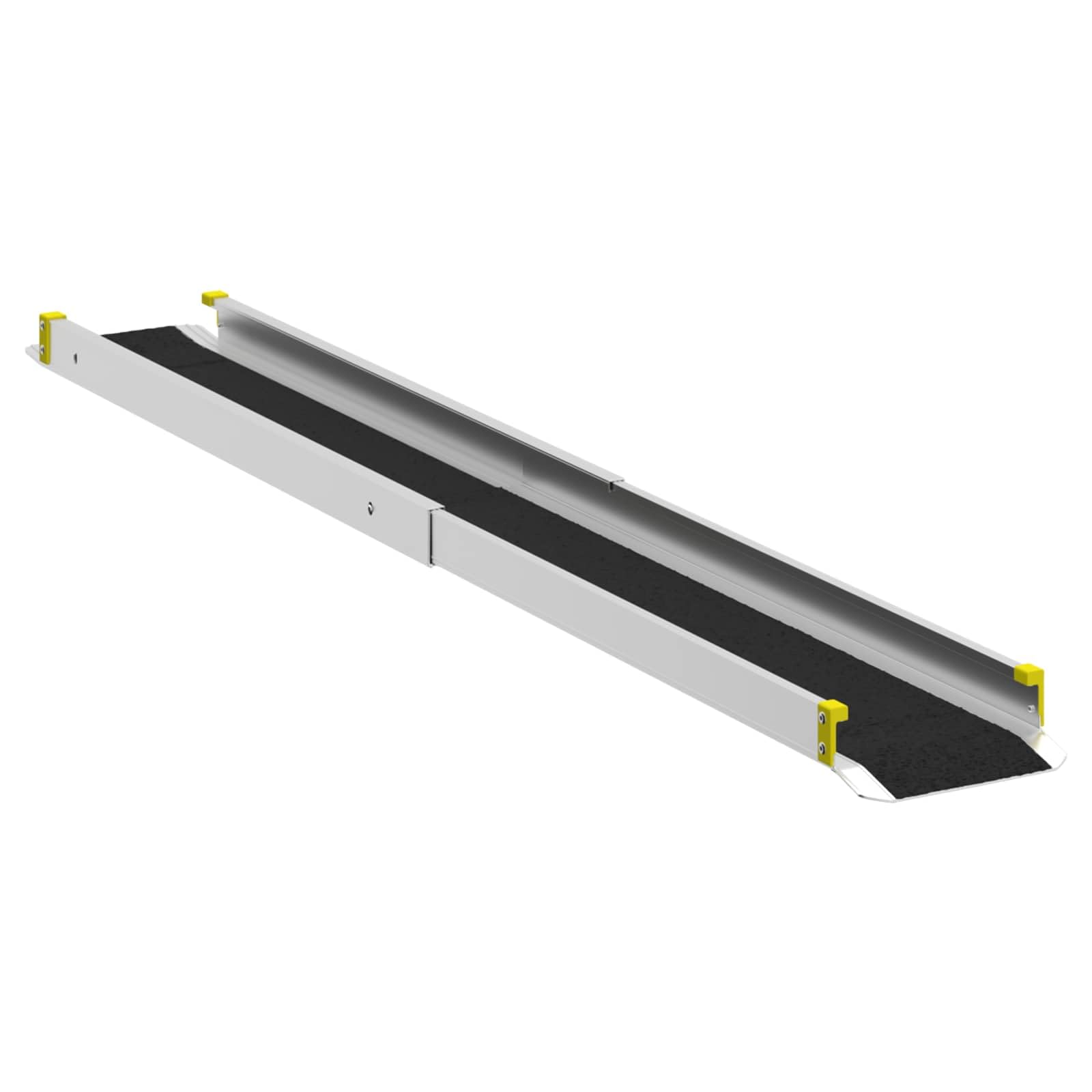 Rampa para silla de ruedas de aluminio negro, plegable, 2 unidades, 152 x 19 x 5,5 cm, capacidad de carga de 270 kg, antideslizante, para exteriores, rampa de carga, automóviles, motocicletas
