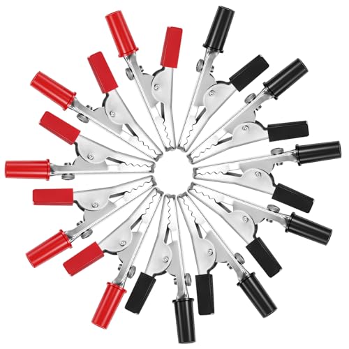 30 Pcs Alligator Clips Electrical Alligator Clamps Red and Black Metal Battery Crocodile Clamp with Screw Terminal Test Clamps Small Metal Electrical Clamp for Car Electric Testing Battery Connect