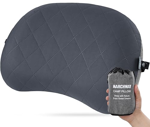 MARCHWAY Ultralight Inflatable Camping Pillow with Soft Washable Cover, Compact Compressible...