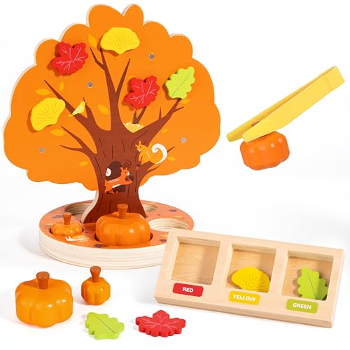 Image of Pumpkin Picking Magnetic Tree Toy, Montessori Toys for 3 4 5 6 Year Old Kid