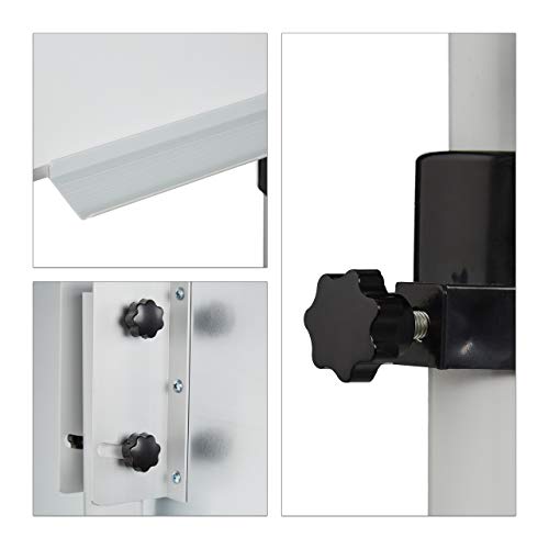 Relaxdays Rotafolios con Ruedas, Pizarra Magnética Móvil, Altura Ajustable, con Soporte para Bolis, 100 x 70 cm, Blanco - imagen 8