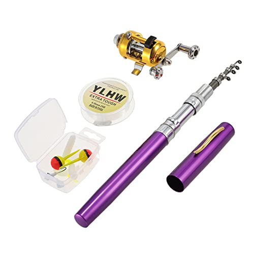 HXYIG Fishing Rod Reel Combo Set Mini Telescopic Portable Pocket Pen Fishing Rod Pole and Reel Aluminum Alloy Fishing Line Soft Lures Baits Jig Hooks