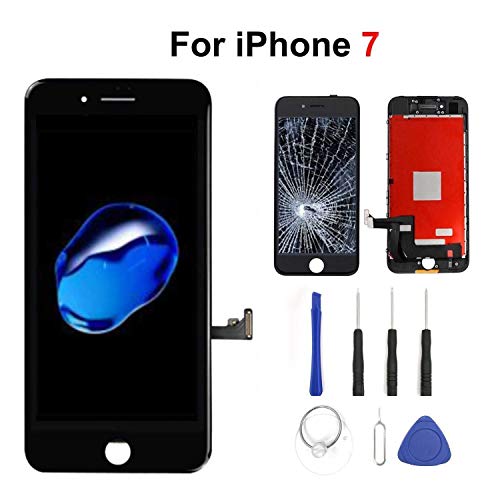Screen Replacement for iPhone 7 LCD Display and Touch Screen Digitizer Replacement Full Assembly with Repair Tool Kit(Black, 4.7Inch, for...