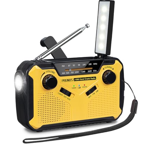 Image of 【Built-in 3000mAh Battery】 J-369 Multifunctional Hand-Crank Emergency Radio AA Battery Operated, Solar-Powered AM /FM Radio, Flashlight & Reading Light, Built-in Speaker, SOS Alarm, with Lanyard