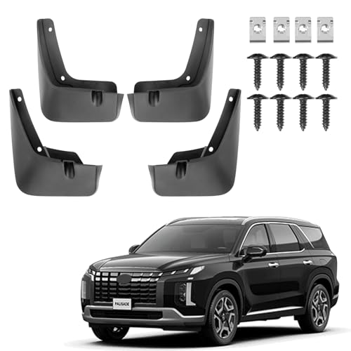 Image of Mud Flaps Splash Guards Fit for 2020-2024 Hyundai Palisade | No Drilling Required Bendable Mud Guards | Front & Rear 4-Piece Set Car Accessories