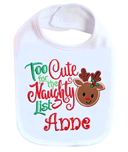 Christmas Reindeer Bib Unisex for Baby Boy or Girl Personalized with Baby Custom Name