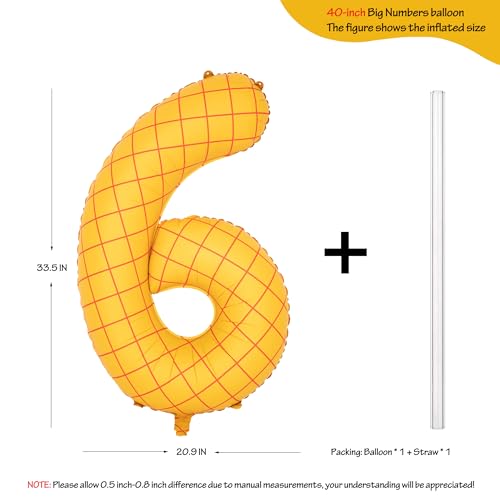 Image of 40 inch Matte Yellow Balloons Toy Inspired Story Theme party Supplies Digital 6 | Number Birthday Decoration, Cowboy Decorations Western, Cowgirl Party Balloon
