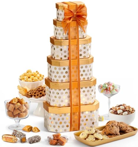 Broadway Basketeers Thank You Gift Tower – Gourmet Chocolate Cookies & Sweets Snack...