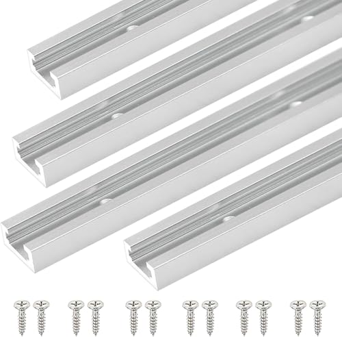 iMetrx 305mm T-Schiene T-Nut Gehrungsschiene Alu Doppelschnittprofil 4 Pcs Silber mit Schrauben für Holzbearbeitung Frästisch