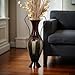 Hosley 26 Inch High Tall 2 Tone Metal Vase with Handles. Ideal Gift for Floral Arrangements Wedding Special Occasion Party Spa Meditation Votive Candle Garden Dried Floral Setting P9