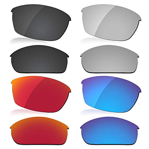 Image of LenzReborn High-impact Polarized Lens Replacement for Oakley Flak Jacket Sunglass - Dark Black+Silver Grey+Fire Red+Ice Blue